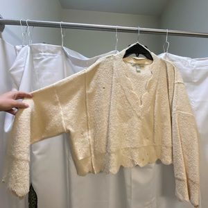 Forever 21 oversized sweater with rips Cream color. Size Large.
